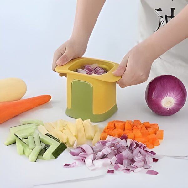 2-in-1 Vegetable Chopper & Dicer – Hand Pressure Cutter for Onion, Potato, Carrot & More | Kitchen Chips Maker & Slicer | Miyari.pk