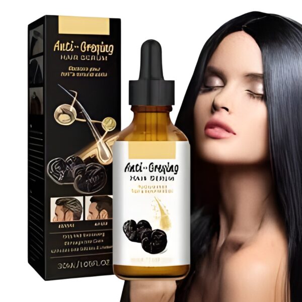 Anti-Greying Hair Serum with Black Ganoderma Lucidum – Herbal Formula for Hair Regrowth & Natural Black Shine