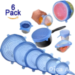 6 PCS Silicone Stretch Lids – Reusable Airtight Food Covers for Bowls, Containers & Cookware