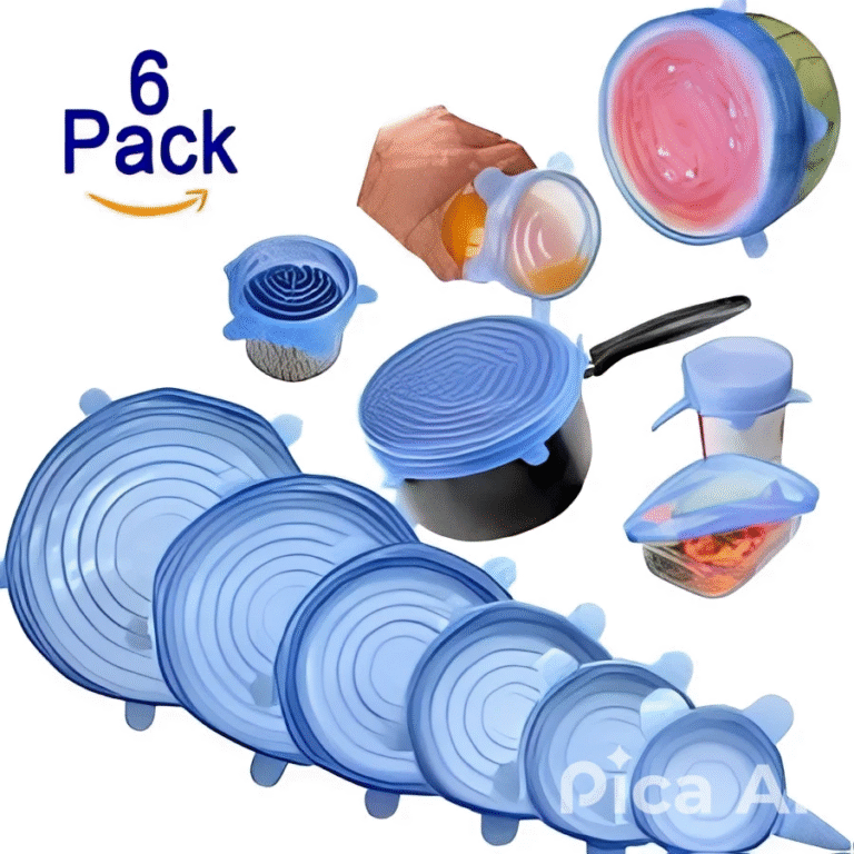 6 PCS Silicone Stretch Lids – Reusable Airtight Food Covers for Bowls, Containers & Cookware