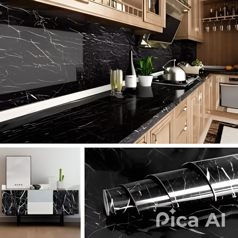 Self-Adhesive Marble Sheet Wallpaper – 60cm x 200cm | Waterproof, Oil & Heat Resistant Kitchen Sticker | Black & White Design