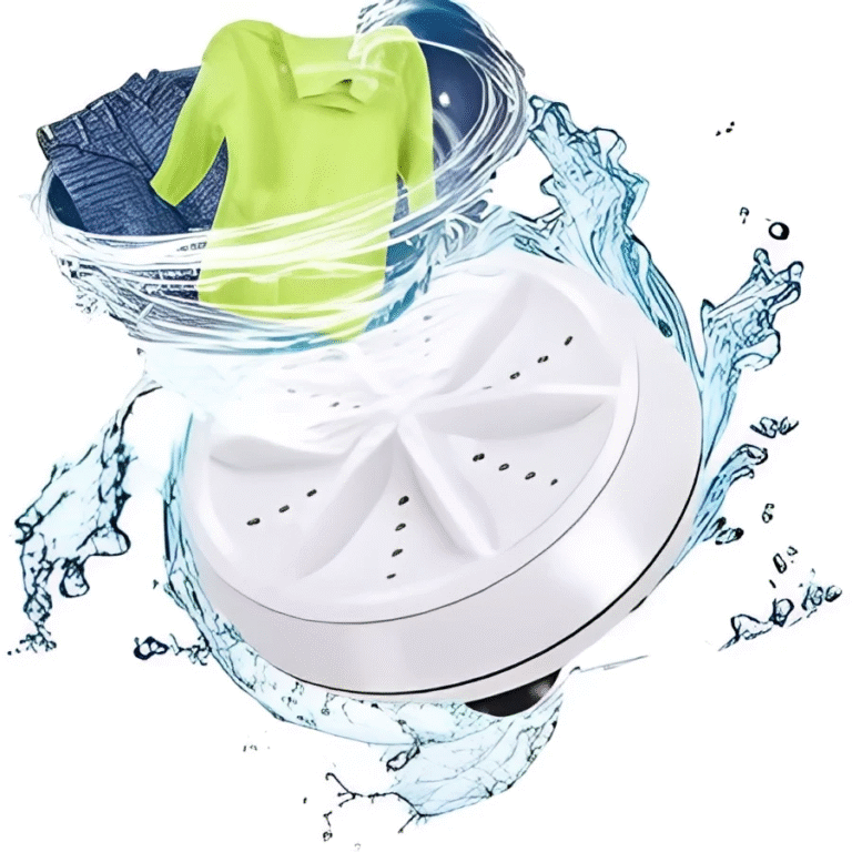 Mini Portable Ultrasonic Turbine Washing Machine | USB Powered Turbo Washer for Clothes, Dishes & Travel – Compact & Efficient