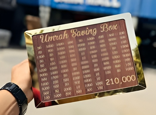 Wooden Umrah Saving Box – 280 Days Islamic Money Box for Hajj & Umrah | Halal Daily Savings Jar for Muslims