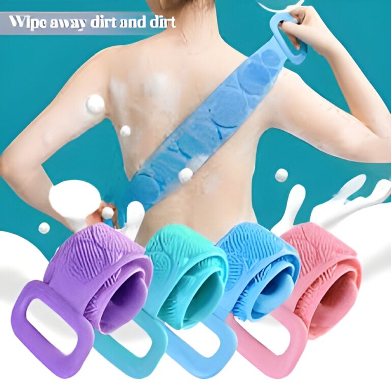 Silicone Bath Body Scrubber Belt – Soft Exfoliating Shower Brush for Deep Cleaning & Massage Buy 1 Get 1 Free