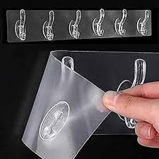 Plastic Adhesive 6 Hook Sticker Patti